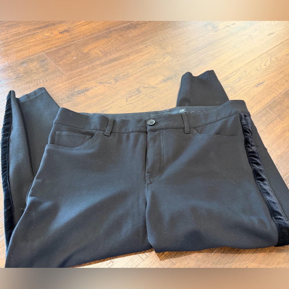 torrid Black Stretch Ponte Pants, with Tuxedo Stripe